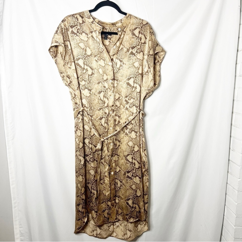 Banana Republic 100% Silk Python Snake Print Button-Down Dress Size Large